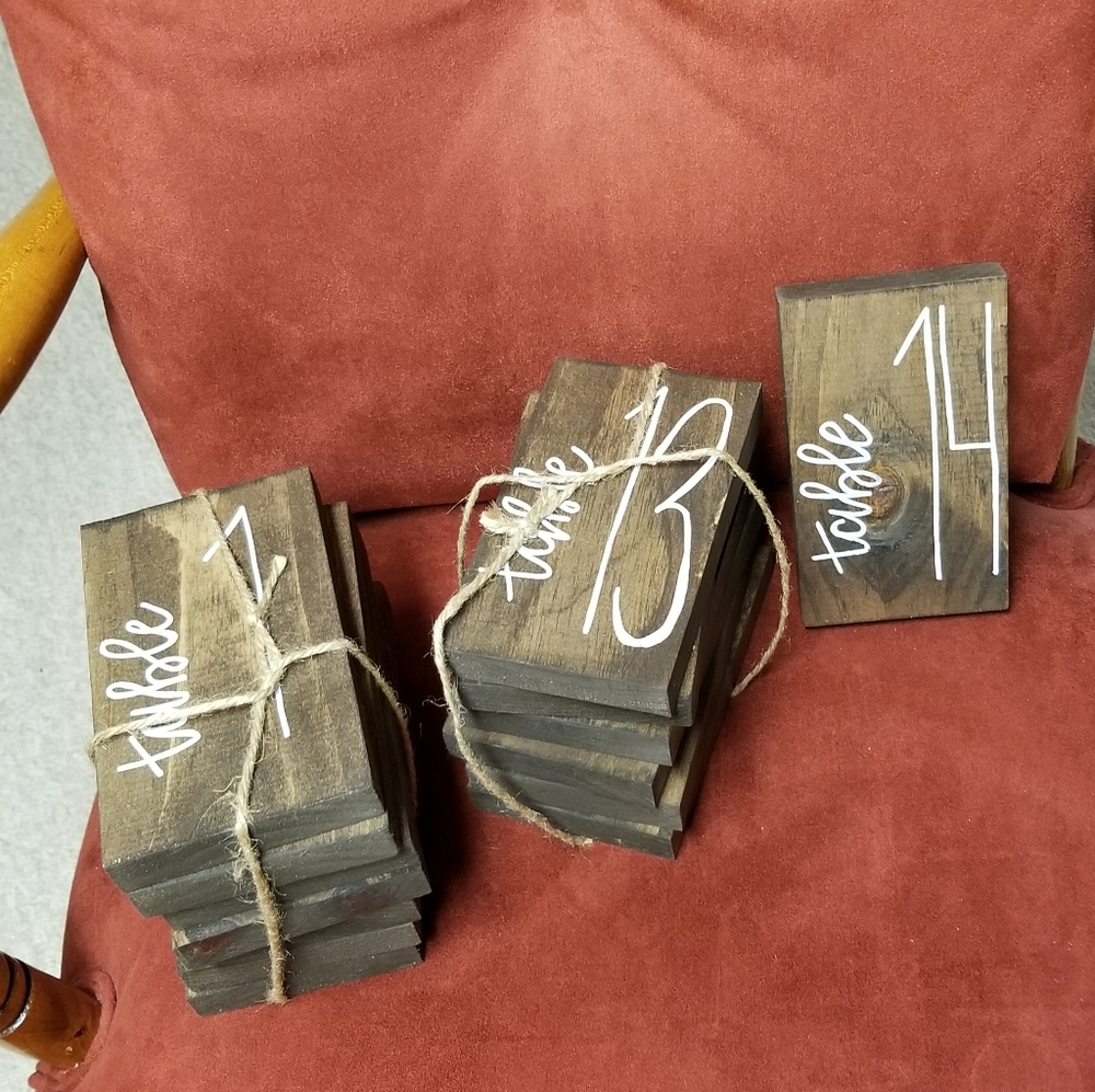 Wedding table numbers wooden 1 - 14